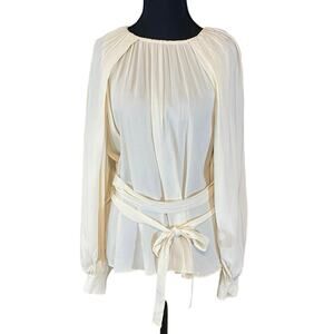 Ulla Johnson Katrine Ivory billowy Sleeve Blouse Size 8 Tie Waist Romantic Boho